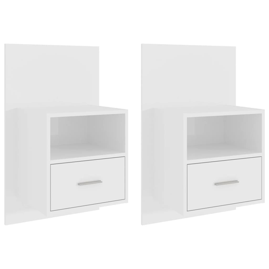 Comodini a Muro 2 pz Bianco Lucido