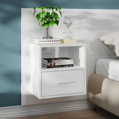 Comodini a Muro 2 pz Bianco Lucido