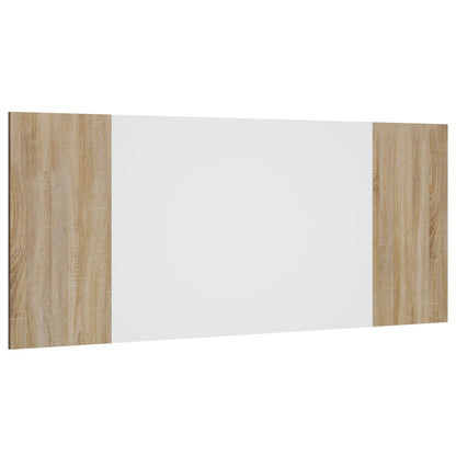 Testiera Bianca e Rovere Sonoma 200x1,5x80 cm Legno Multistrato