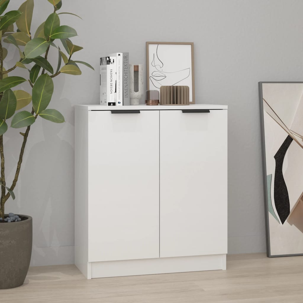Credenza Bianco Lucido 60x30x70 cm in Legno tecnico