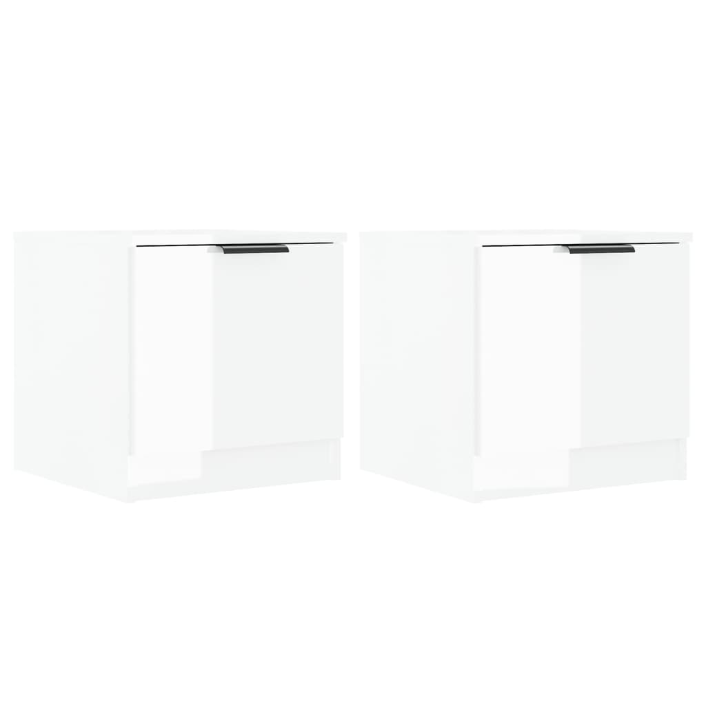 Comodini 2 pz in Bianco Lucido 40x39x40 cm
