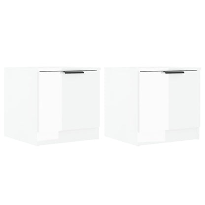Comodini 2 pz in Bianco Lucido 40x39x40 cm