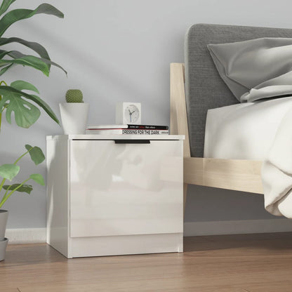 Comodini 2 pz in Bianco Lucido 40x39x40 cm