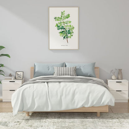 Comodini 2 pz Bianco Lucido in Legno Multistrato