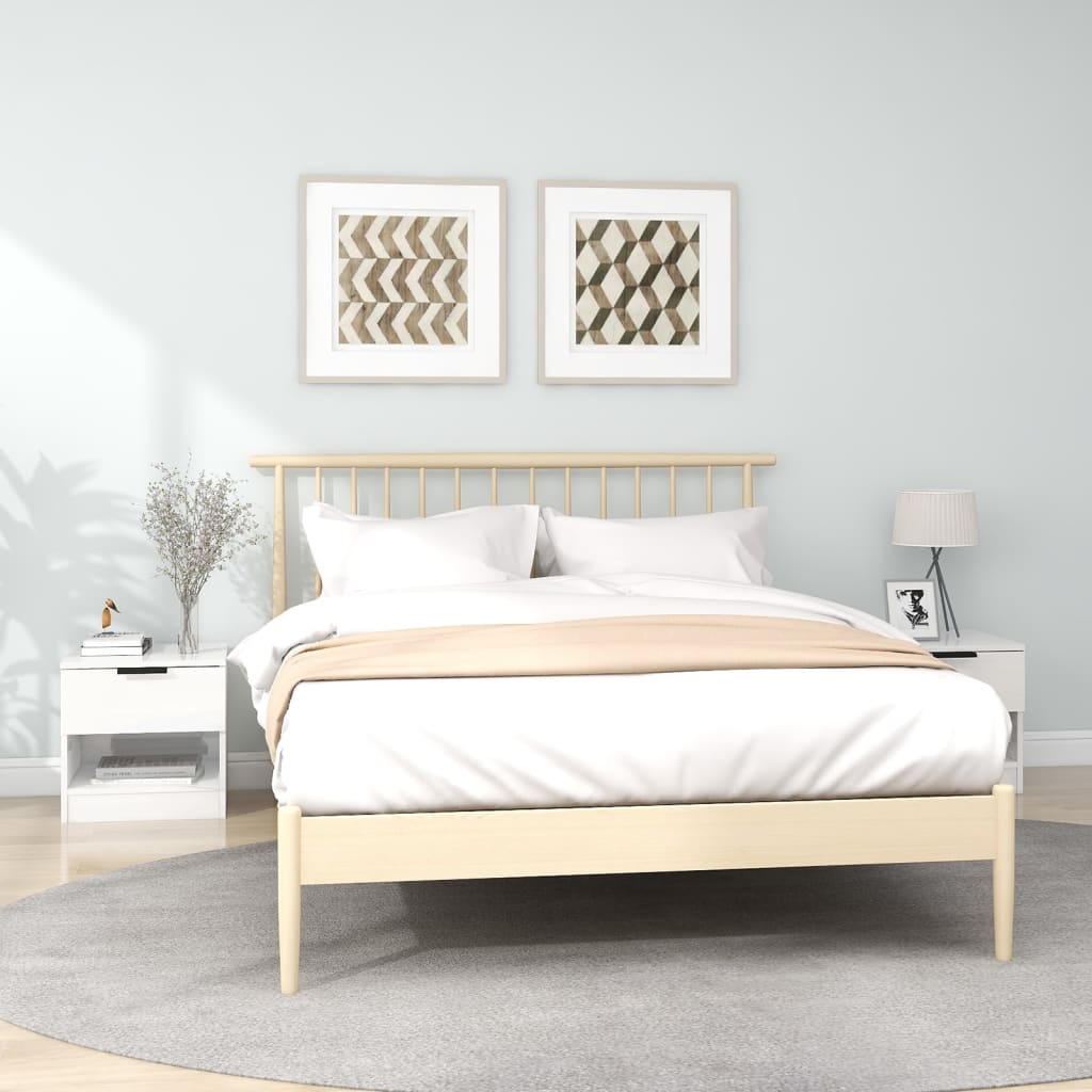 Comodini 2 pz Bianco Lucido in Legno Multistrato