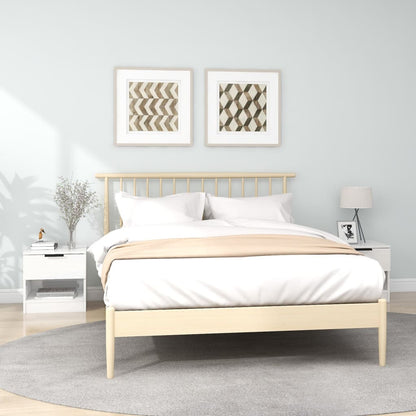 Comodini 2 pz Bianco Lucido in Legno Multistrato