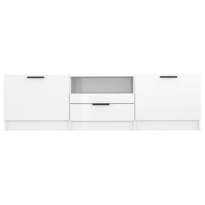 Mobile Porta TV Bianco Lucido 140x35x40 cm in Legno Multistrato