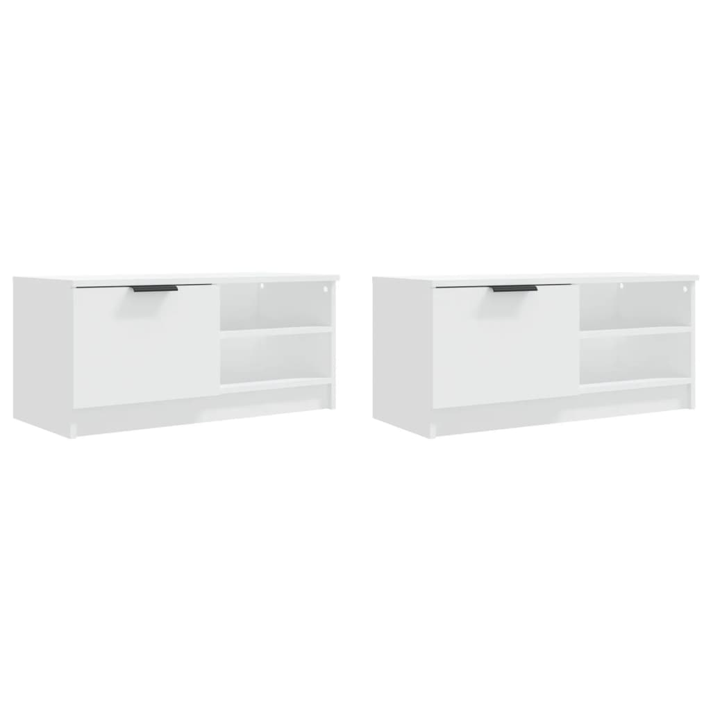 Mobili Porta TV 2 pz Bianchi 80x35x36,5 cm in Legno Multistrato