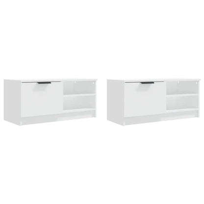 Mobili Porta TV 2 pz Bianchi 80x35x36,5 cm in Legno Multistrato