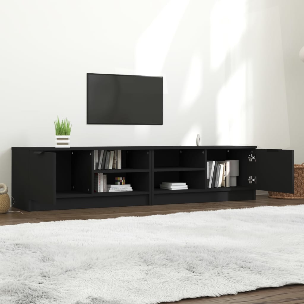 Mobili Porta TV 2 pz Neri 80x35x36,5 cm in Legno Multistrato