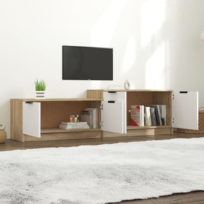 Mobile TV Bianco Rovere Sonoma 158,5x36x45 cm Legno Multistrato