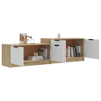 Mobile TV Bianco Rovere Sonoma 158,5x36x45 cm Legno Multistrato