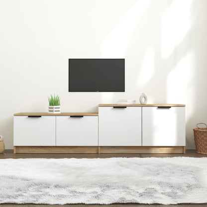 Mobile TV Bianco Rovere Sonoma 158,5x36x45 cm Legno Multistrato