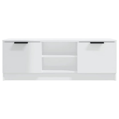 Mobile Porta TV Bianco Lucido 102x35x36,5 cm Legno Multistrato