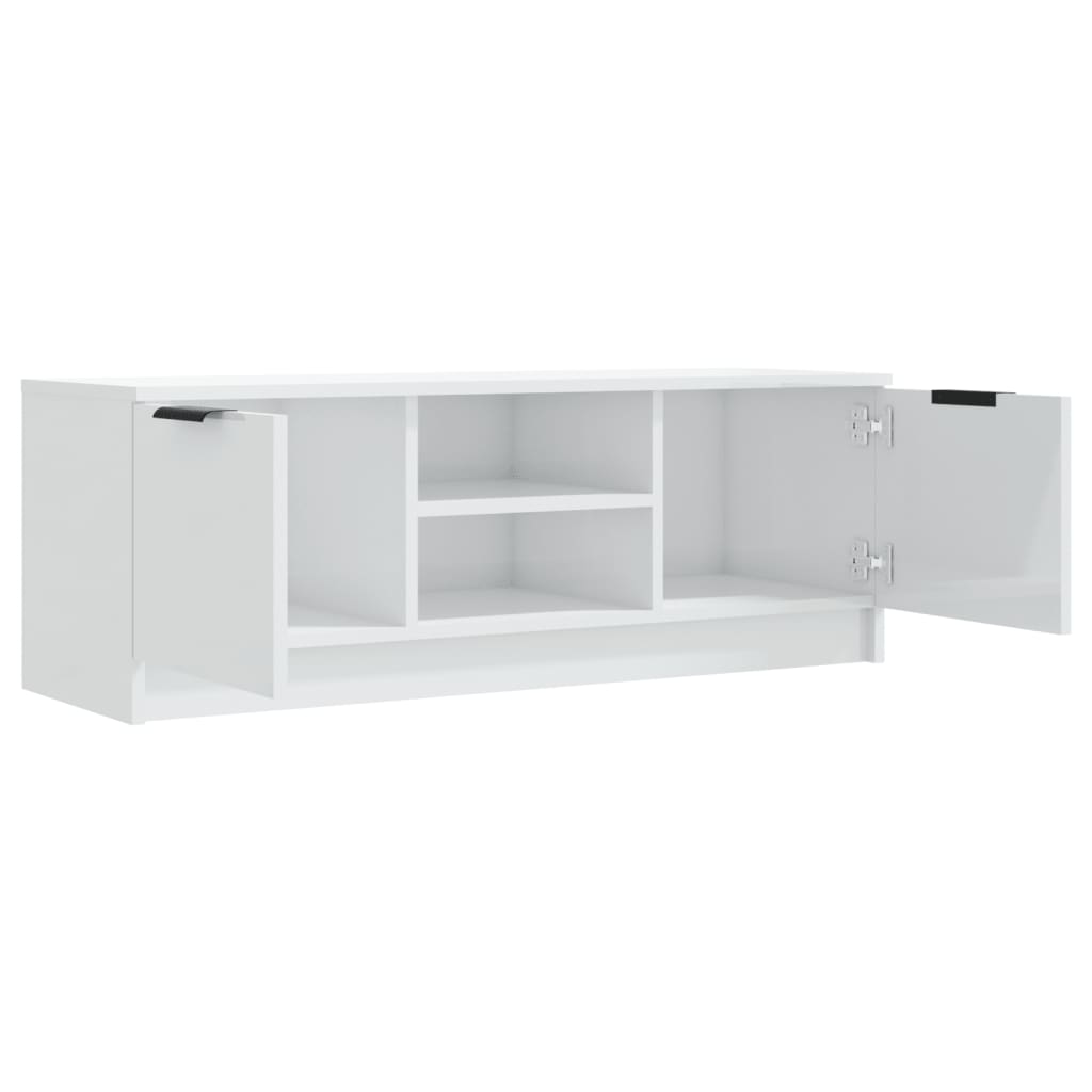 Mobile Porta TV Bianco Lucido 102x35x36,5 cm Legno Multistrato
