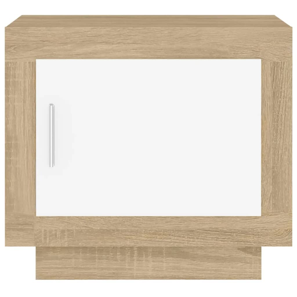 Tavolino Bianco e Rovere Sonoma 51x50x45 cm Legno Multistrato