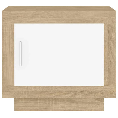 Tavolino Bianco e Rovere Sonoma 51x50x45 cm Legno Multistrato
