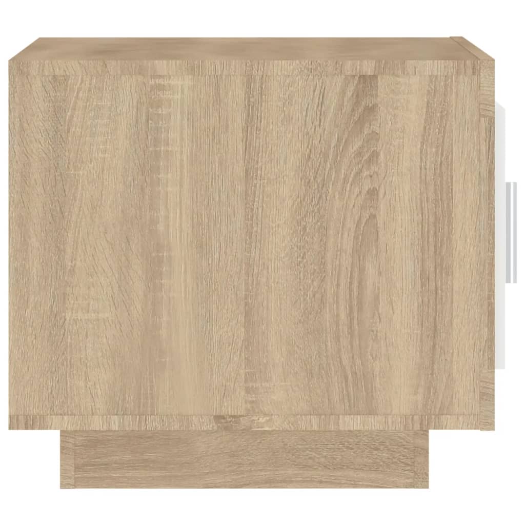 Tavolino Bianco e Rovere Sonoma 51x50x45 cm Legno Multistrato