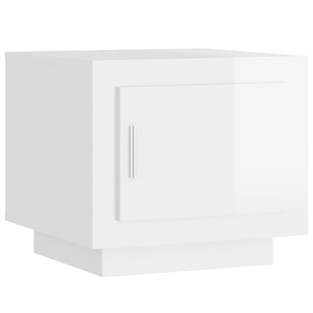 Tavolino Salotto Bianco Lucido 51x50x45 cm in Legno Multistrato