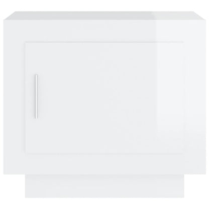 Tavolino Salotto Bianco Lucido 51x50x45 cm in Legno Multistrato