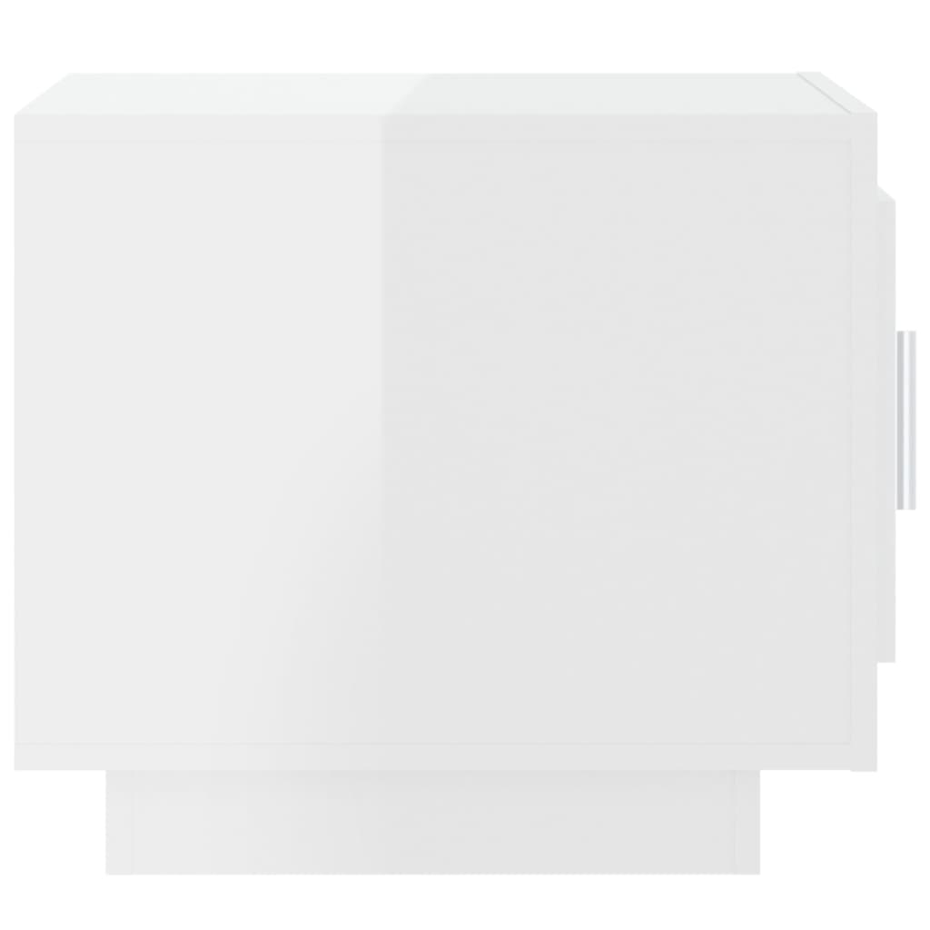 Tavolino Salotto Bianco Lucido 51x50x45 cm in Legno Multistrato