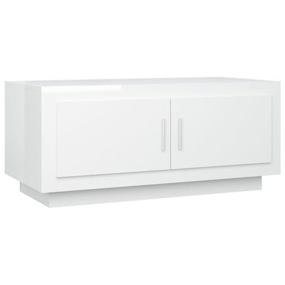 Tavolino Salotto Bianco Lucido 102x50x45cm in Legno Multistrato