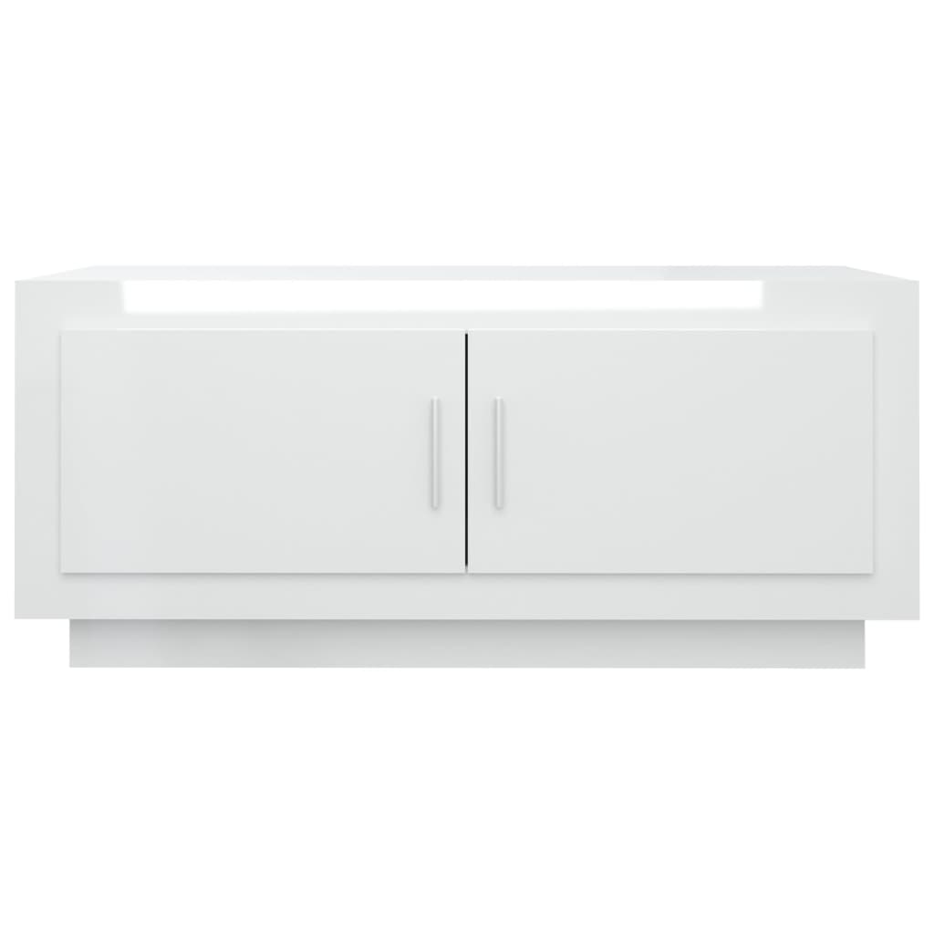 Tavolino Salotto Bianco Lucido 102x50x45cm in Legno Multistrato