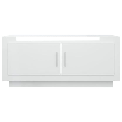 Tavolino Salotto Bianco Lucido 102x50x45cm in Legno Multistrato