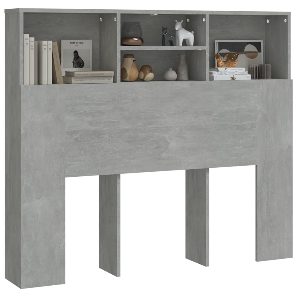 Testiera con Contenitore Grigio Cemento 120x19x103,5 cm