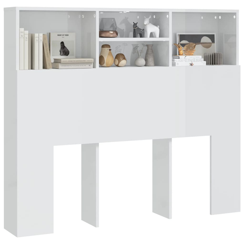 Testiera con Contenitore Bianco Lucido 120x19x103,5 cm