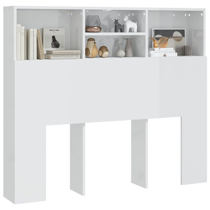 Testiera con Contenitore Bianco Lucido 120x19x103,5 cm