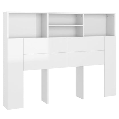 Testiera con Scomparti Bianco Lucido 140x19x103,5 cm