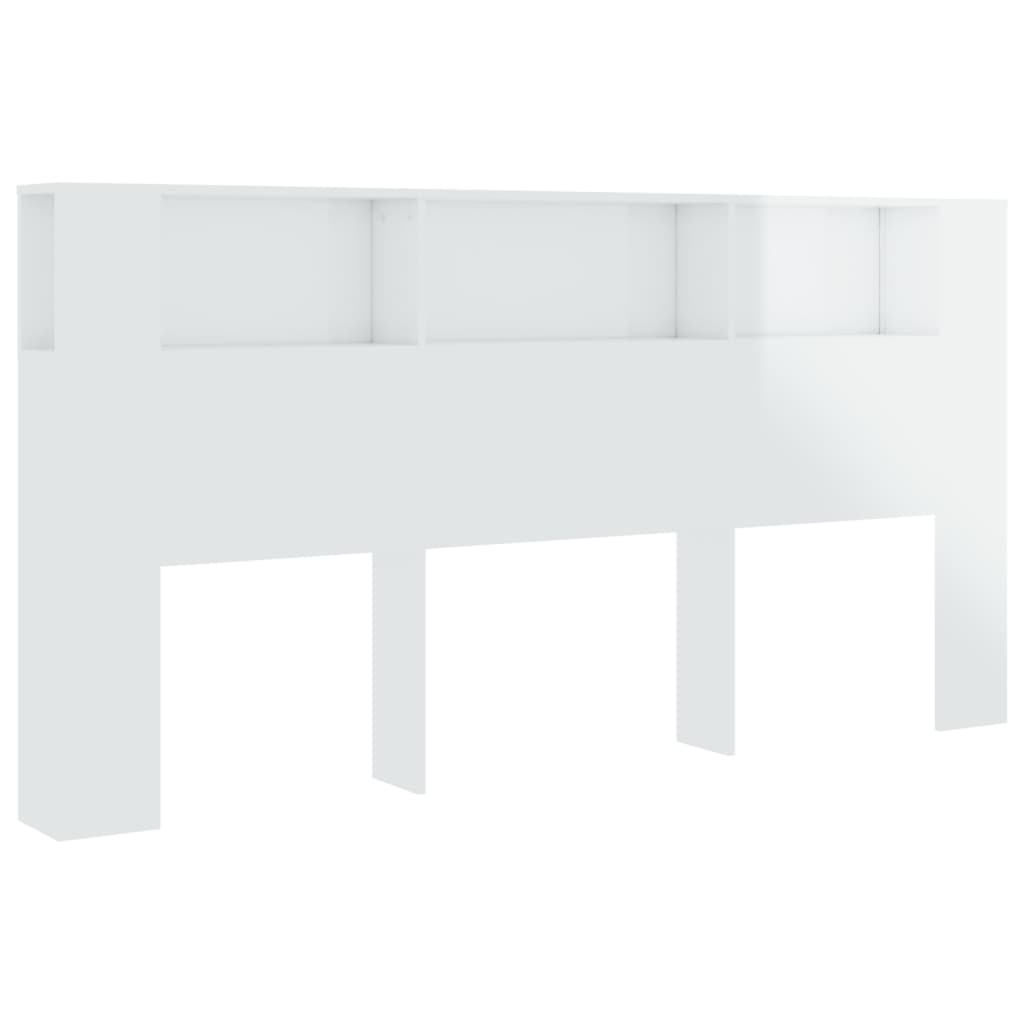 Testiera con Scomparti Bianco Lucido 200x18,5x104,5 cm