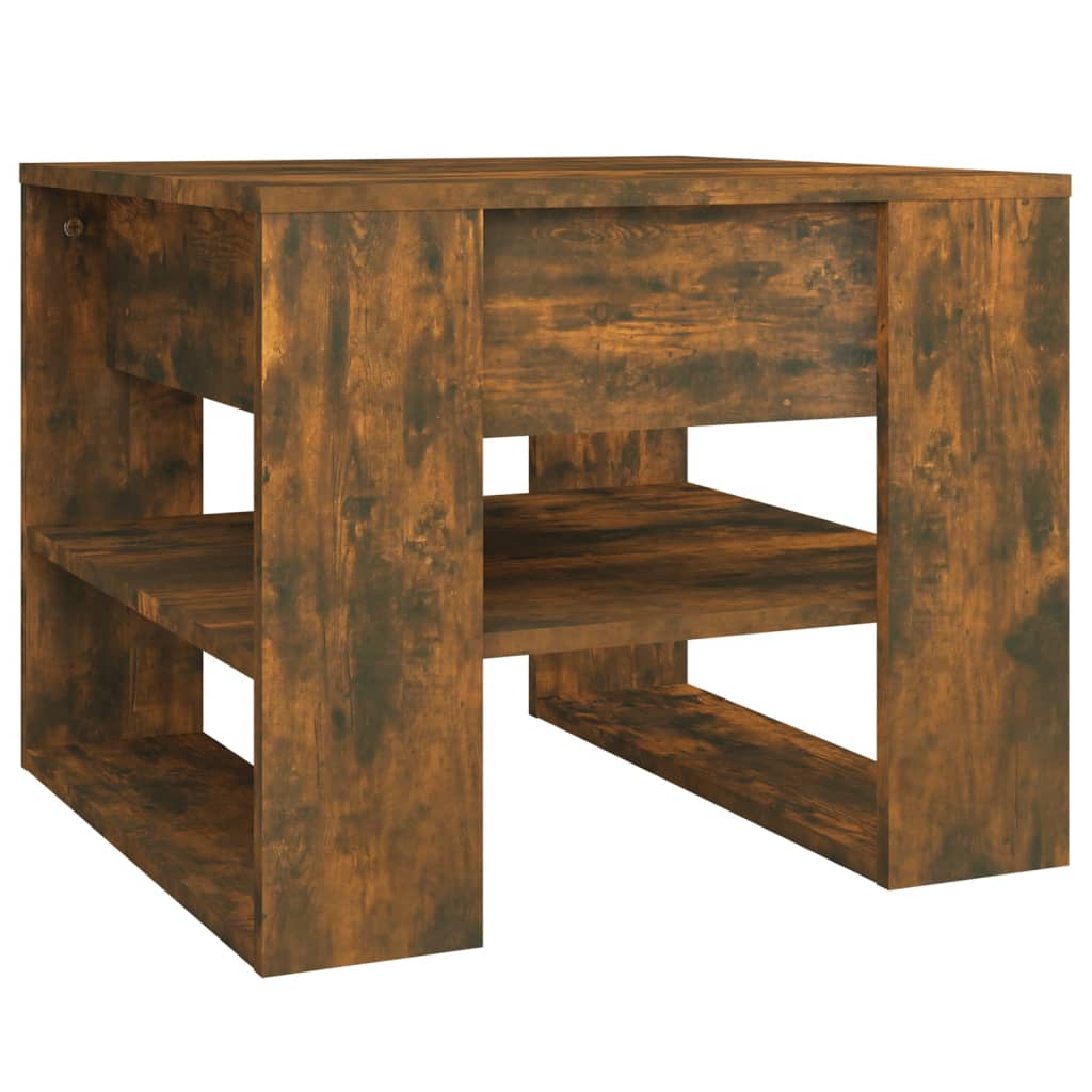 Tavolino da Salotto Rovere Fumo 55,5x55x45 cm Legno Multistrato