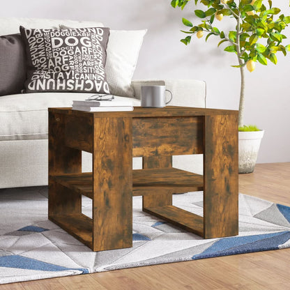 Tavolino da Salotto Rovere Fumo 55,5x55x45 cm Legno Multistrato