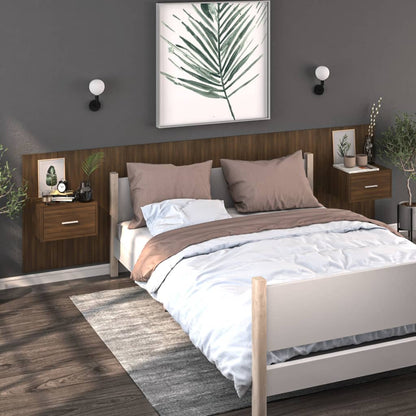 Comodini a Muro 2 pz Rovere Marrone