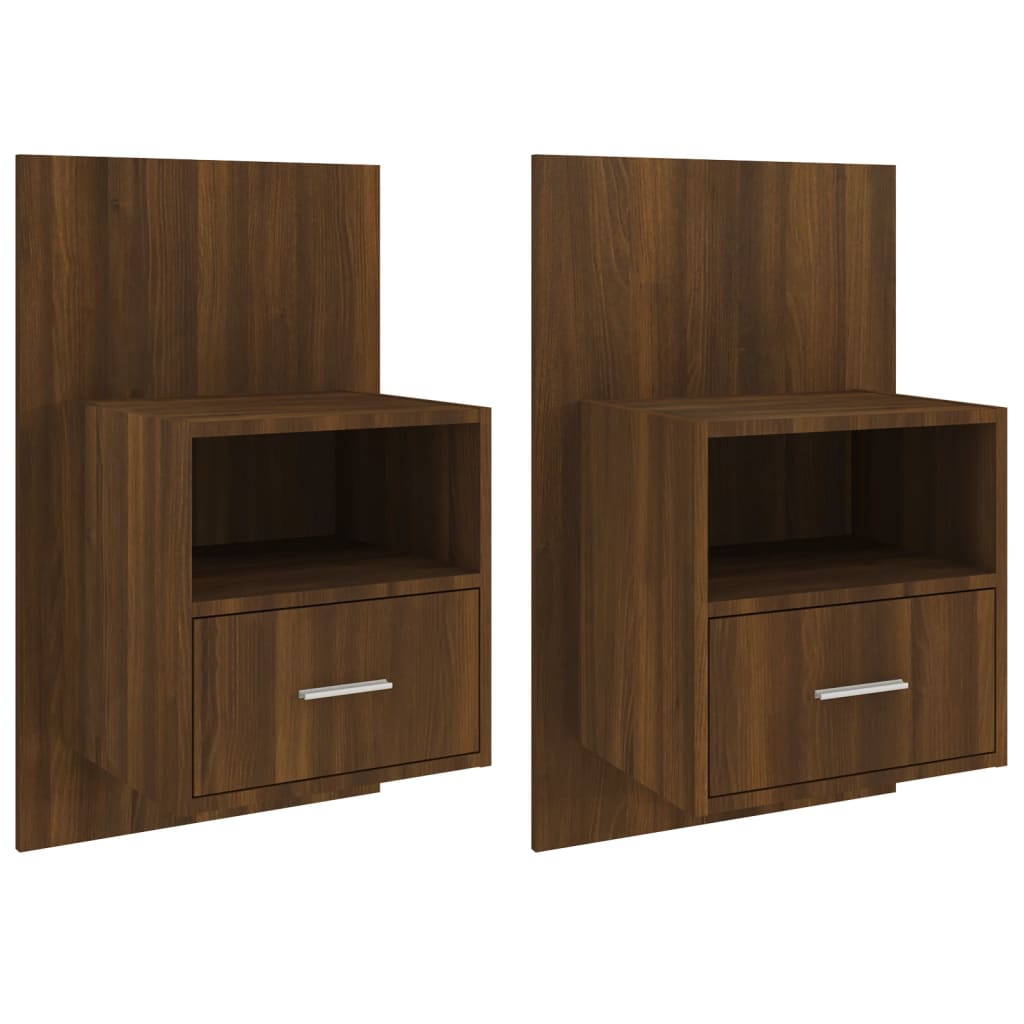 Comodini a Muro 2 pz Rovere Marrone