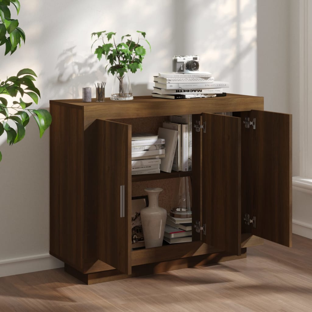 Credenza Rovere Marrone 92x35x75 cm in Legno Multistrato