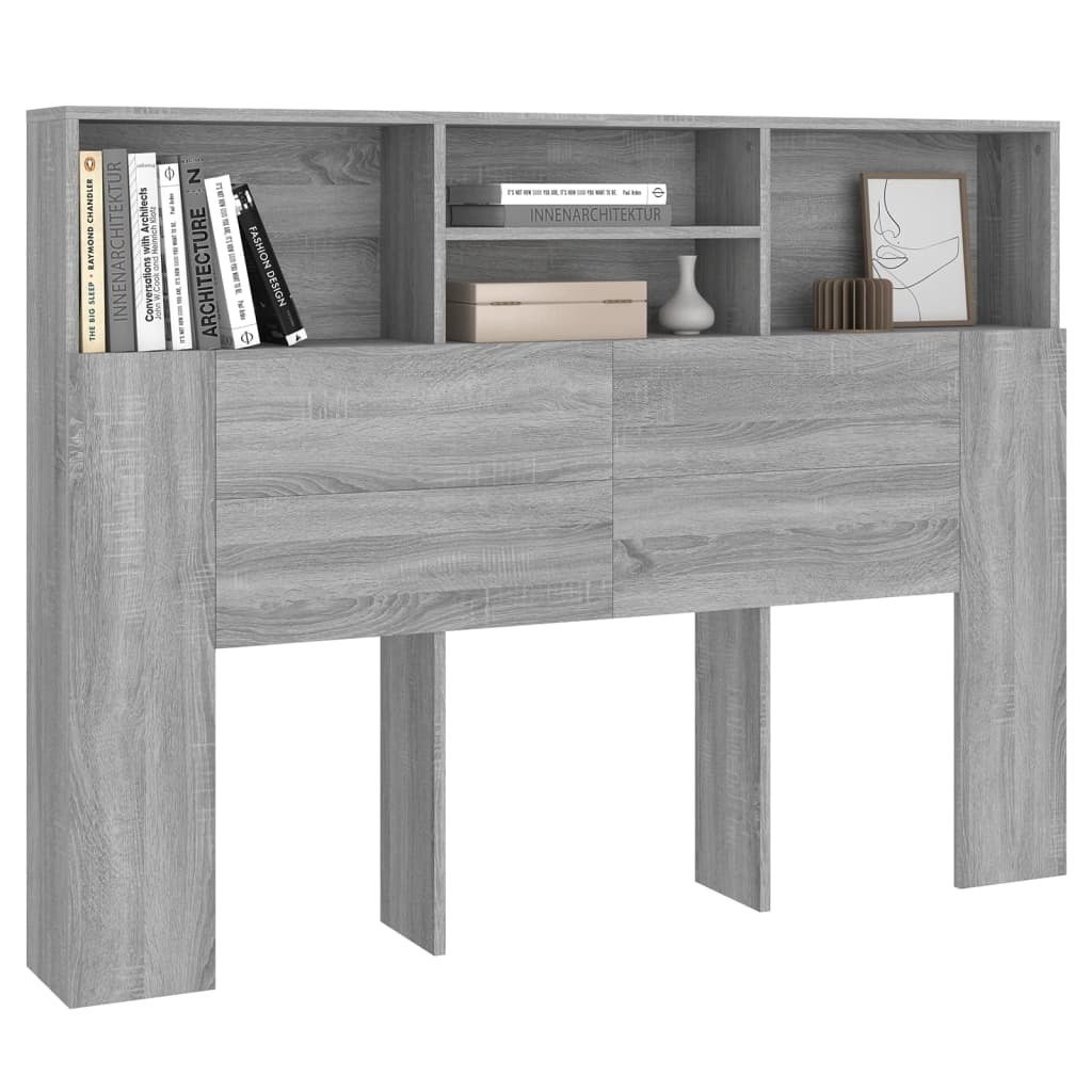 Testiera con Scomparti Grigio Sonoma 140x19x103,5 cm