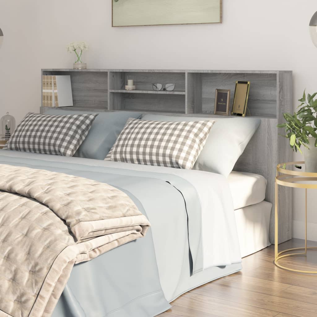 Testiera con Contenitore Grigio Sonoma 200x19x103,5 cm