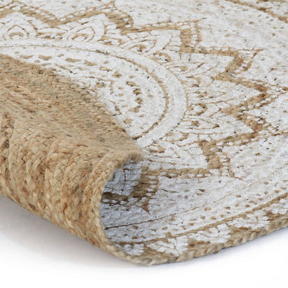 Tappeto in Juta Intrecciata con Stampa 180 cm Rotondo
