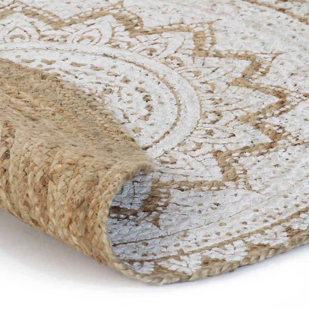 Tappeto in Juta Intrecciata con Stampa 240 cm Rotondo