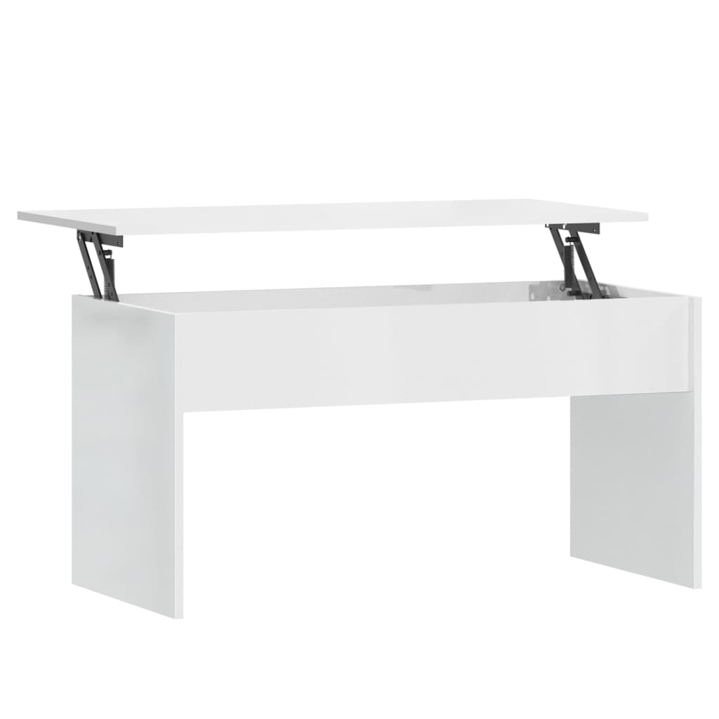 Tavolino Bianco Lucido 102x50,5x52,5 cm in Legno Multistrato