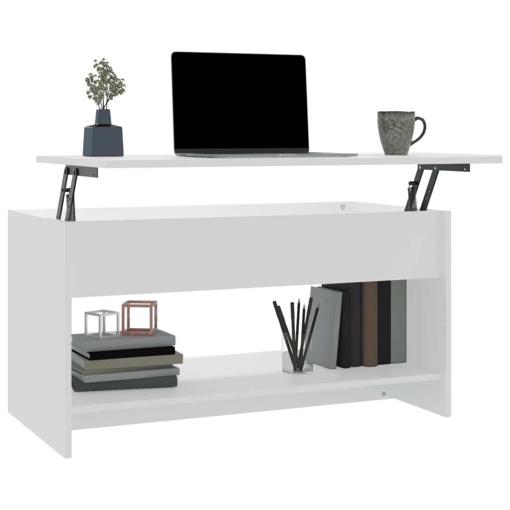 Tavolino da Salotto Bianco 102x50x52,5 cm in Legno Multistrato