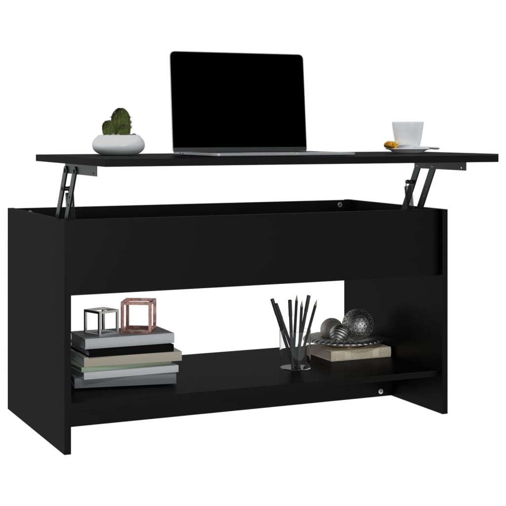 Tavolino da Salotto Nero 102x50x52,5 cm in Legno Multistrato