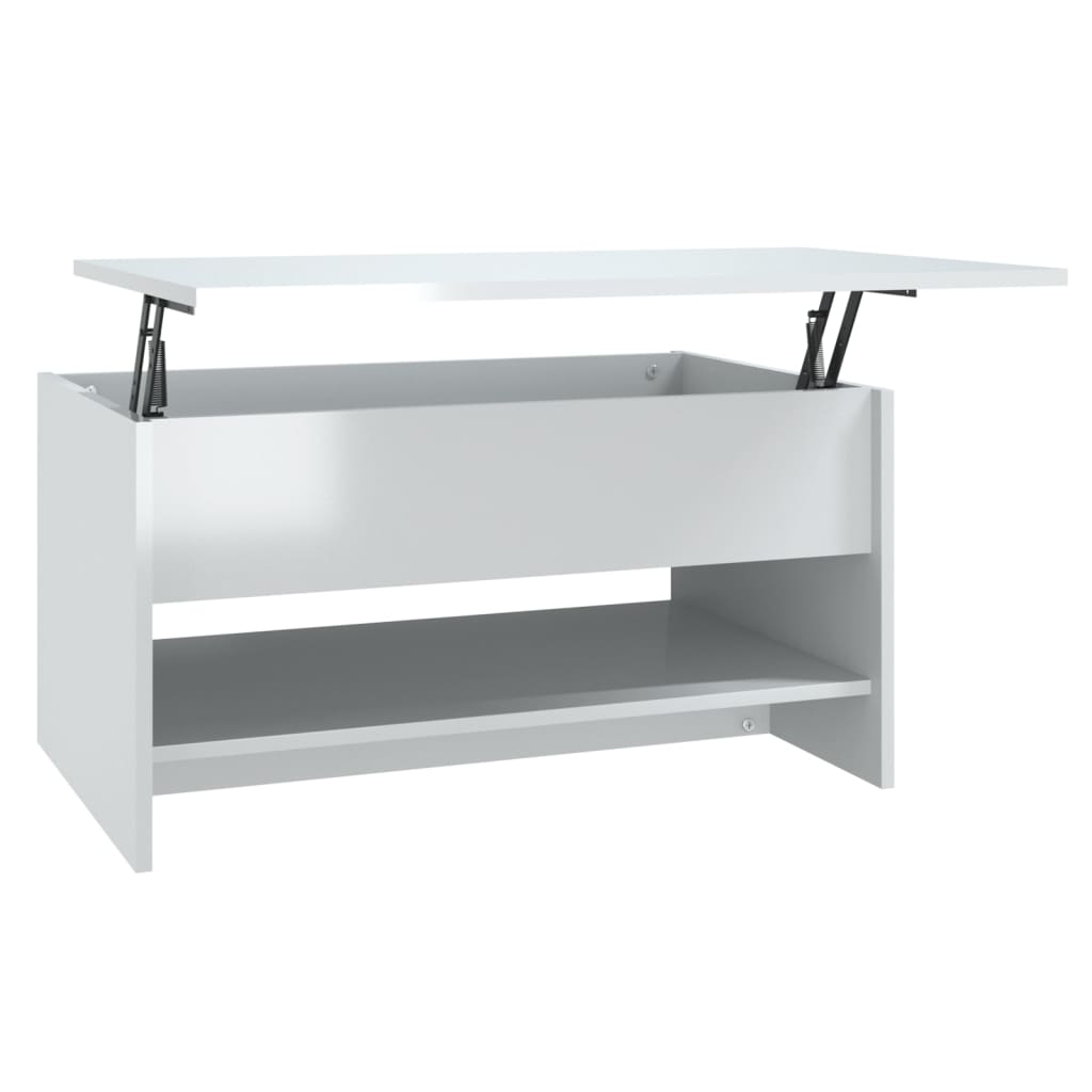 Tavolino da Salotto Bianco Lucido 80x50x40 cm Legno Multistrato
