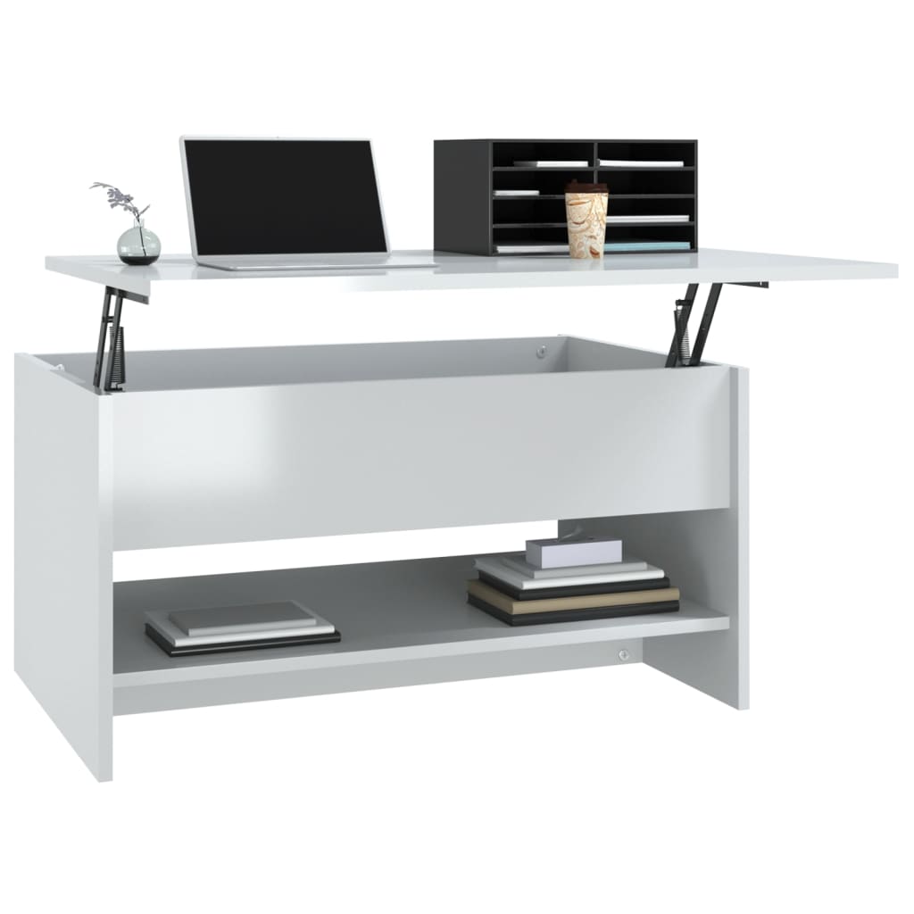 Tavolino da Salotto Bianco Lucido 80x50x40 cm Legno Multistrato
