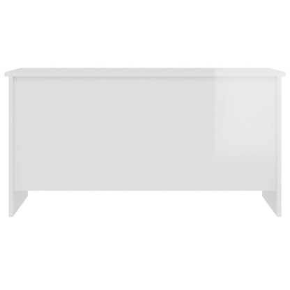 Tavolino Bianco Lucido 102x55,5x52,5 cm in Legno Multistrato