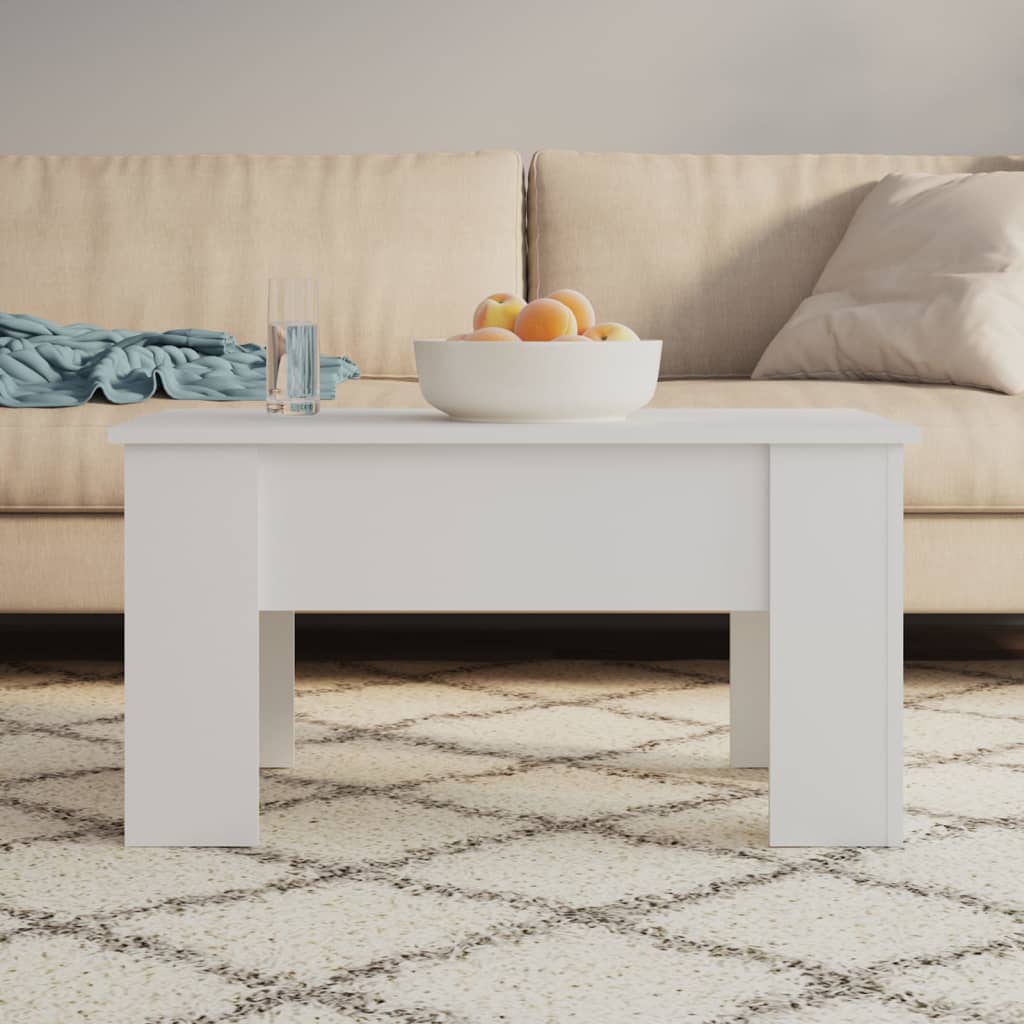 Tavolino da Salotto Bianco 79x49x41 cm in Legno Multistrato
