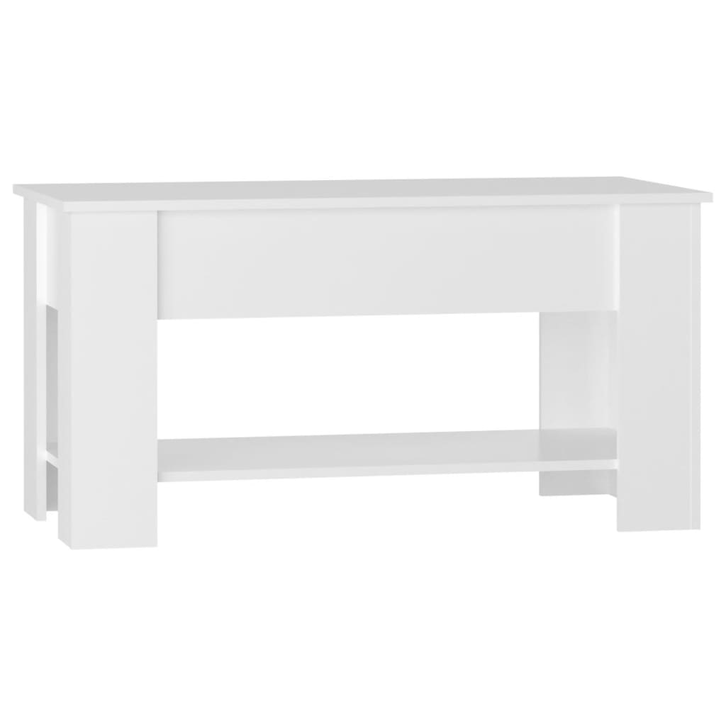 Tavolino Salotto Bianco Lucido 101x49x52 cm Legno Multistrato